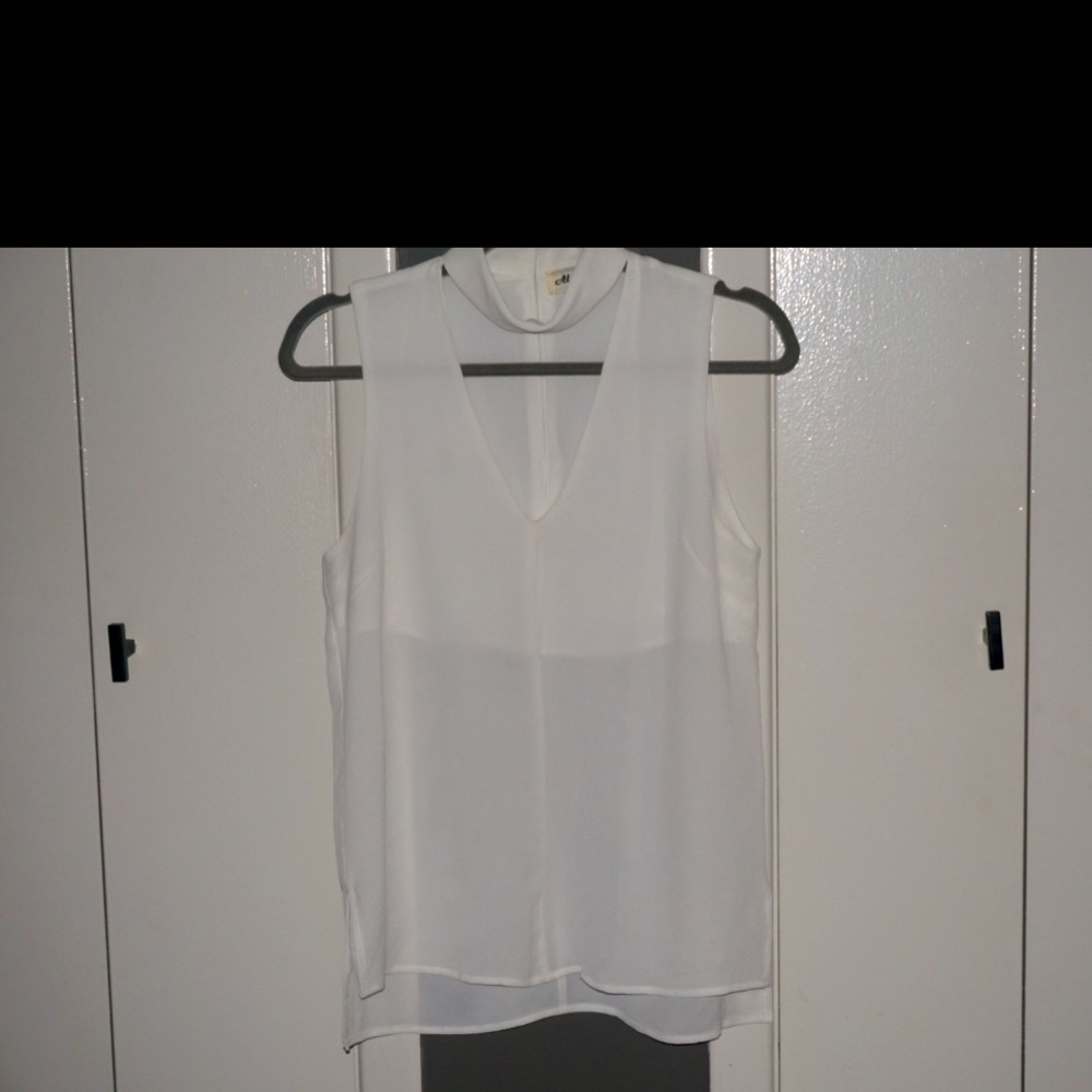 White Alythea blouse deep V with a choker detail